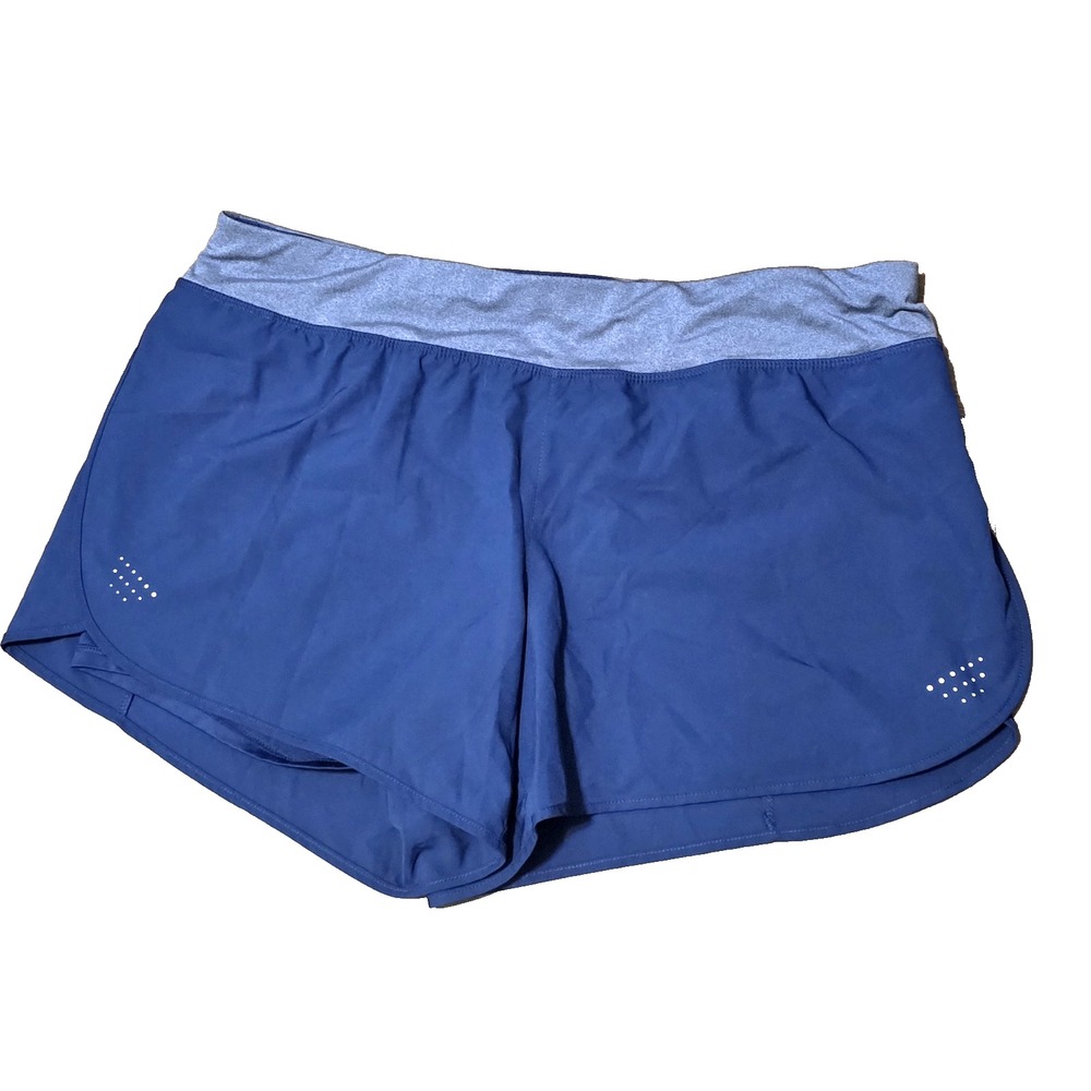 Avia Shorts‎ XL 16-18 Women Active Athletic Dual Layer Pocket Blue Back Zip 001